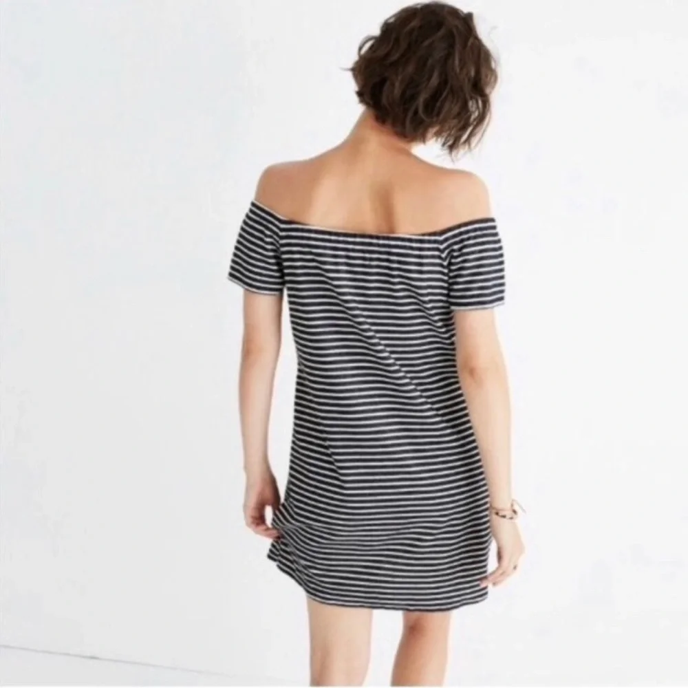 Madewell Melody Striped Mini Off Shoulder Dress S